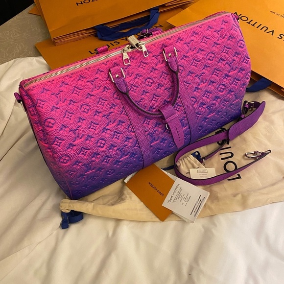 Keepall 50 Tau.Mng BL Rose Bull Calf Leather Weekend/Travel Bag - Picture 3 of 12